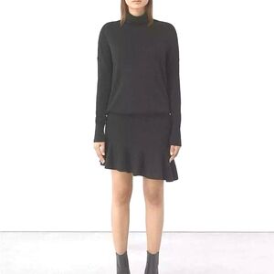 All Saints Hava Black Wool Sweater Dress Turtleneck Xs